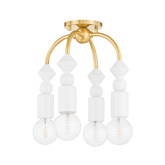 Mitzi Flora Semi Flush in Aged Brass