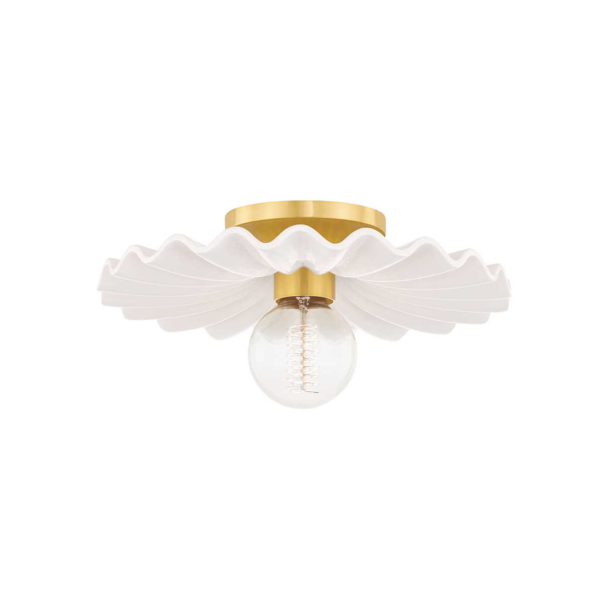 Mitzi Tinsley Flush Mount in AGED BRASS/CERAMIC GLOSS CREAM