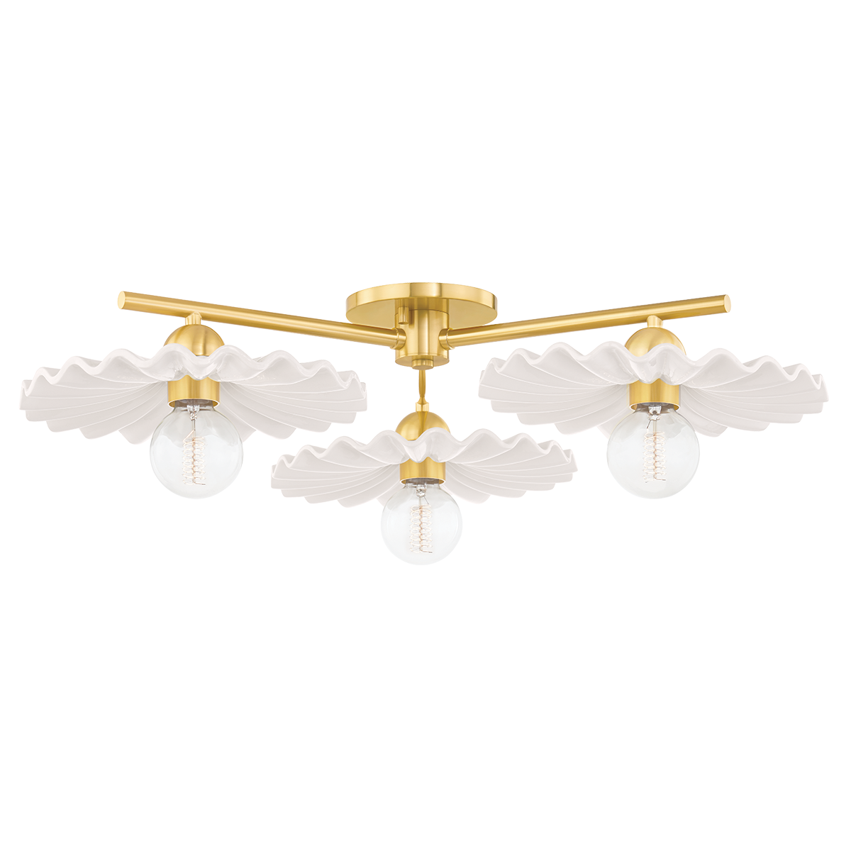 Mitzi Tinsley Semi Flush in AGED BRASS/CERAMIC GLOSS CREAM