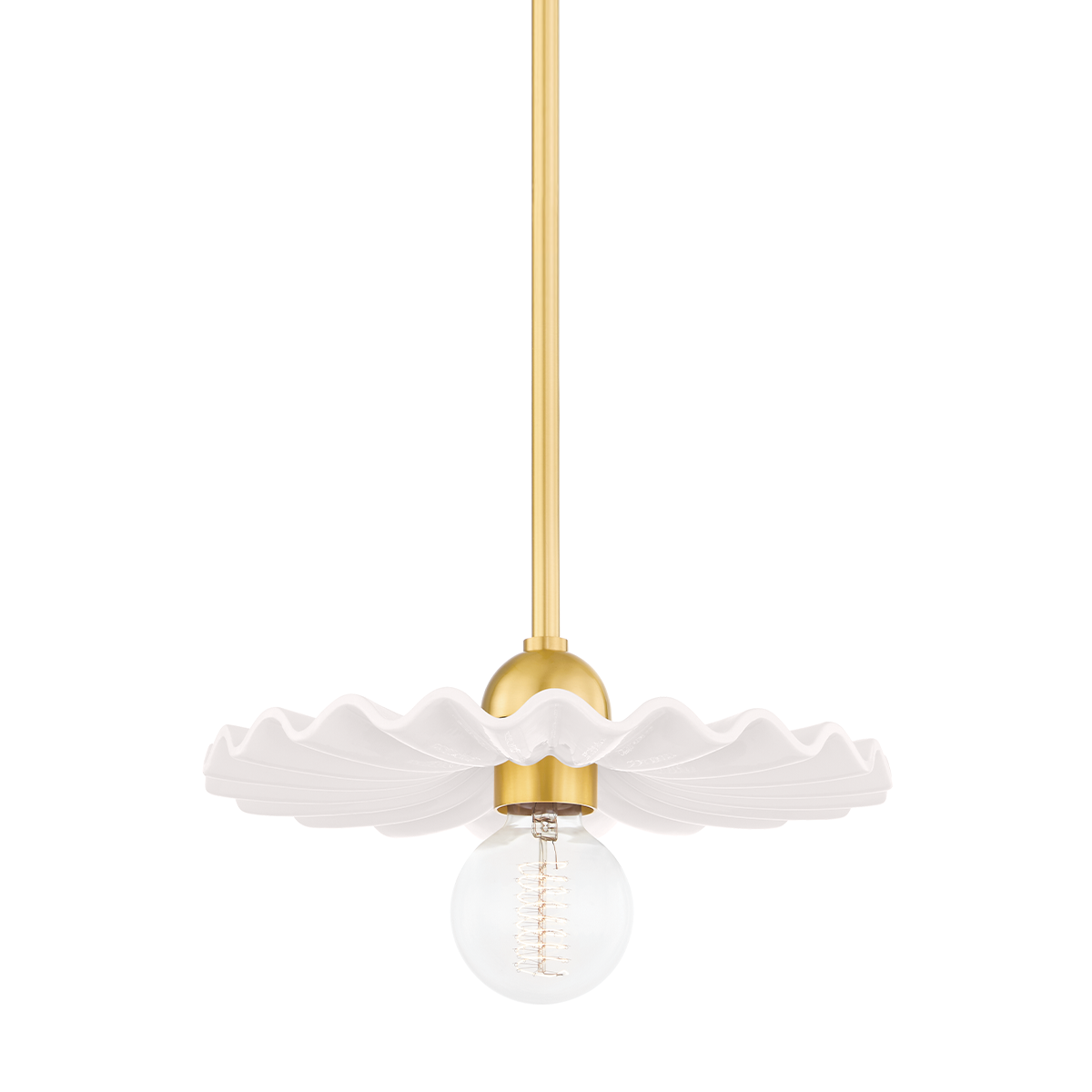 Mitzi Tinsley Pendant in AGED BRASS/CERAMIC GLOSS CREAM