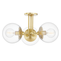 Mitzi Meadow Semi Flush in Aged Brass