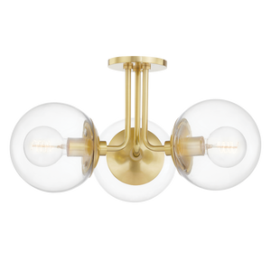Mitzi Meadow Semi Flush in Aged Brass