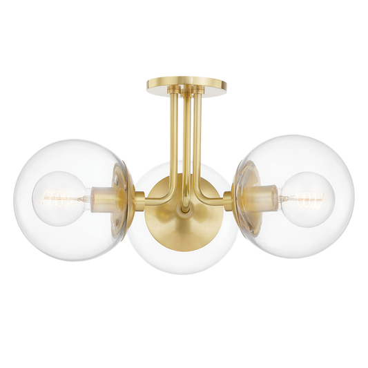 Mitzi Meadow Semi Flush in Aged Brass