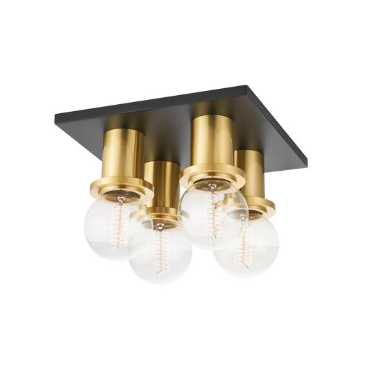 Mitzi Brandi Flush Mount in Aged Brass/soft Black