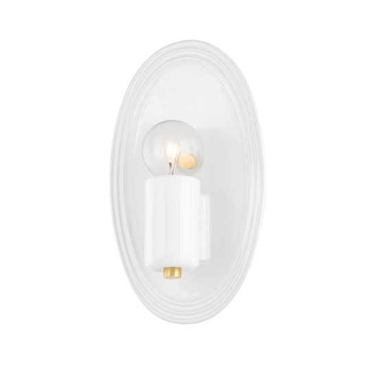 Mitzi JOYCE Wall Sconce in AGED BRASS/CERAMIC GLOSS WHITE