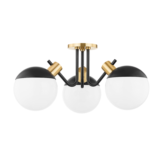 Mitzi Miranda Semi Flush in Aged Brass/soft Black