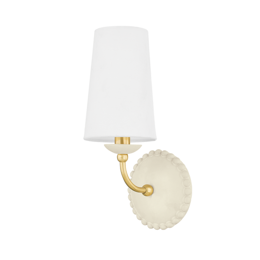 Mitzi Rhea Wall Sconce in AGED BRASS/CERAMIC ANTIQUE IVORY