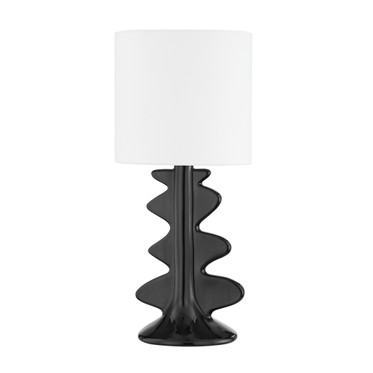 Mitzi Liwa Table Lamp in AGED BRASS/CERAMIC GLOSS BLACK