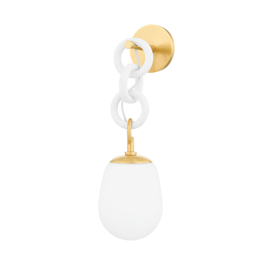 Mitzi Marina Wall Sconce in AGED BRASS/TEXTURED WHITE