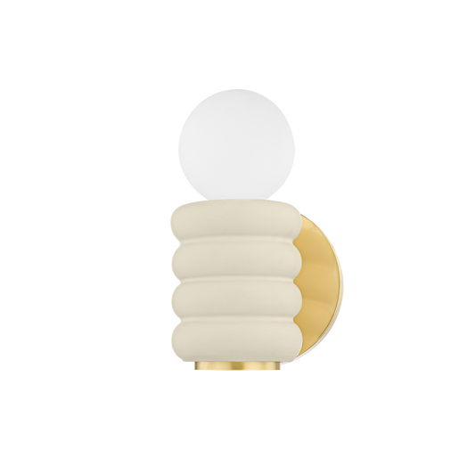 Mitzi Bibi Wall Sconce in AGED BRASS/CERAMIC ANTIQUE IVORY