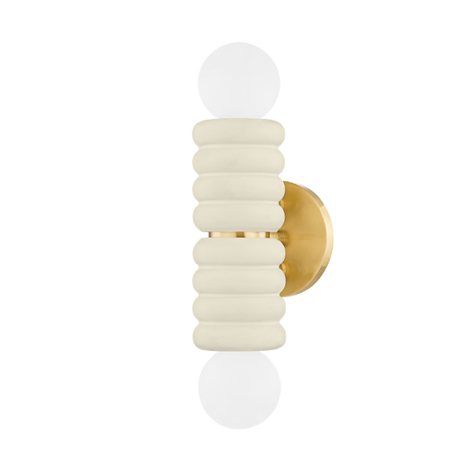 Mitzi Bibi Wall Sconce in AGED BRASS/CERAMIC ANTIQUE IVORY