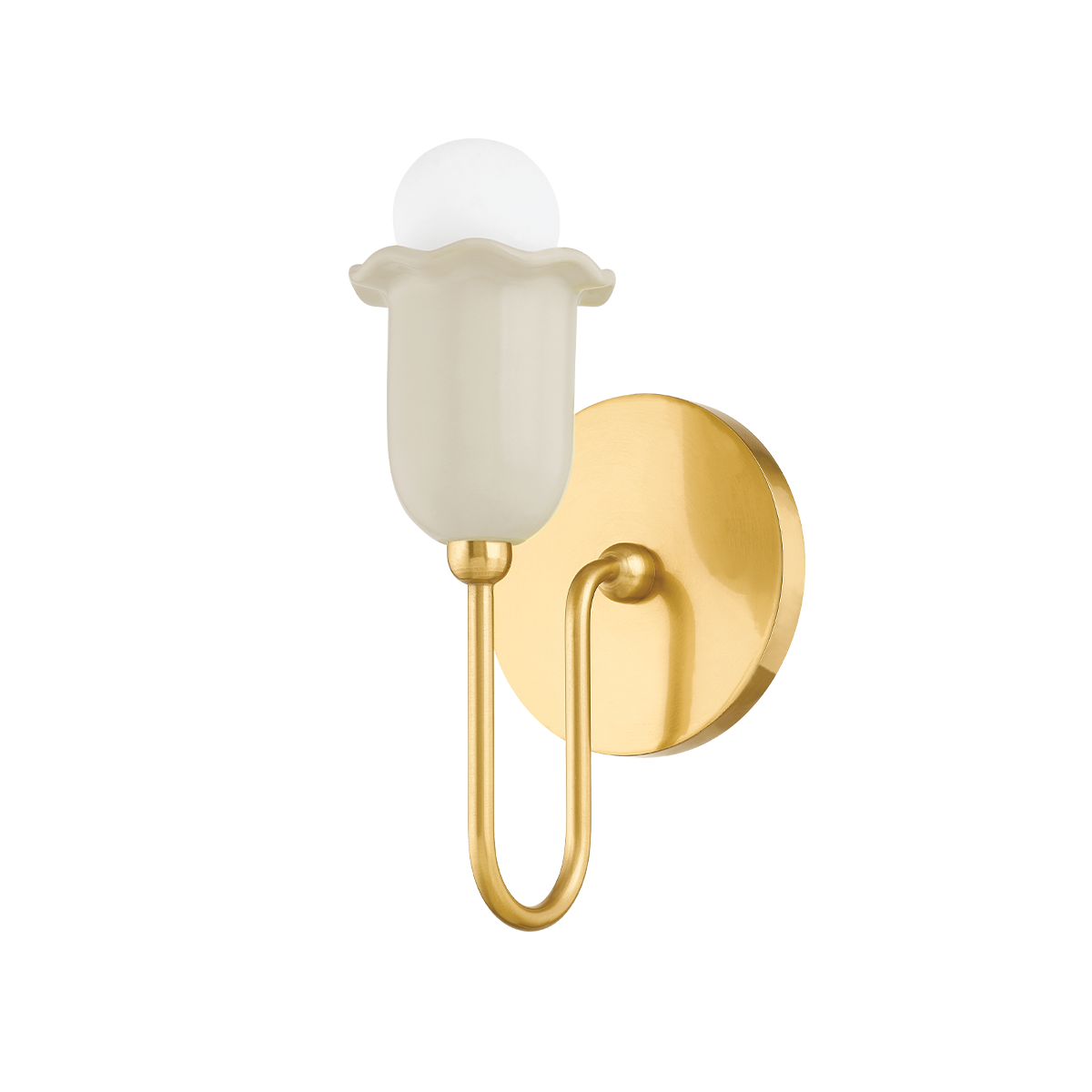 Mitzi DELILAH Wall Sconce in AGED BRASS/CERAMIC ANTIQUE IVORY
