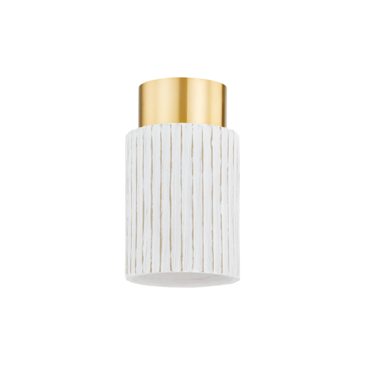 Mitzi CORISSA Flush Mount in Aged Brass/ Ceramic Whitewash Bisque