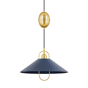 Mitzi MARIEL PENDANT in AGED BRASS/SOFT NAVY