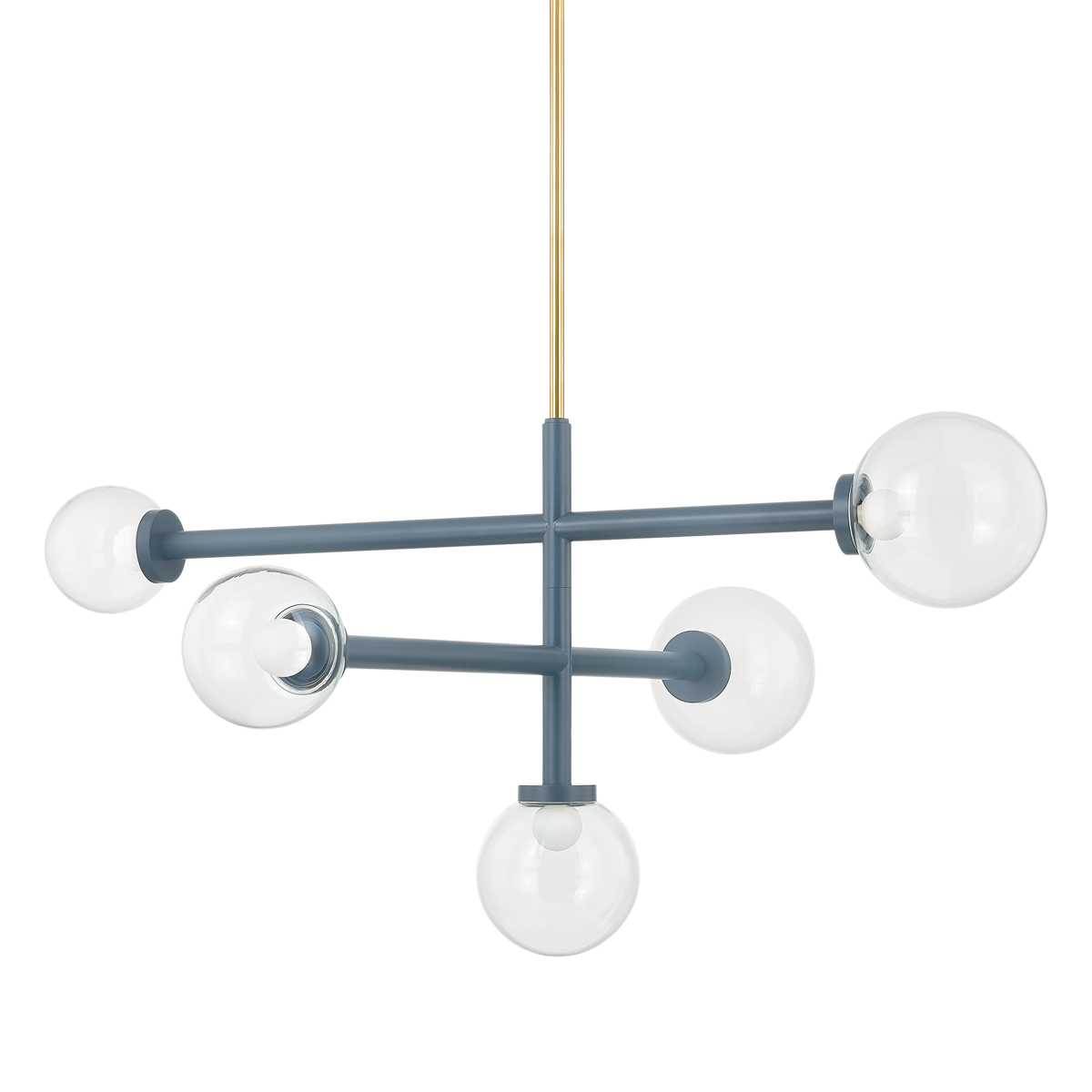 Mitzi Sia Chandelier in Aged Brass/Slate Blue