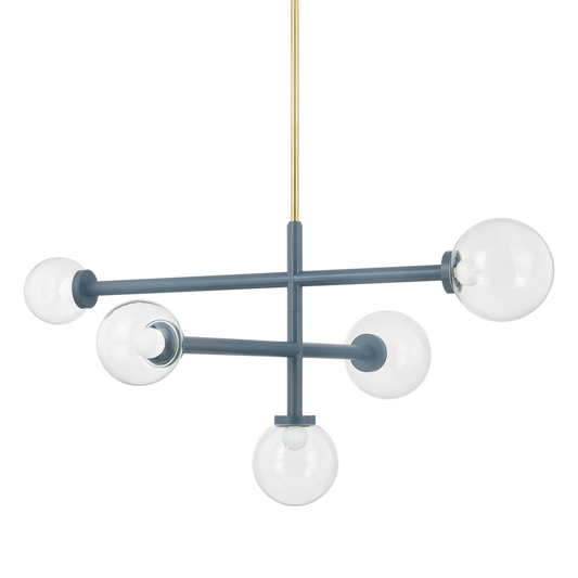 Mitzi Sia Chandelier in Aged Brass/Slate Blue