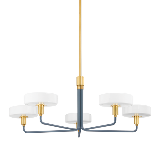 Mitzi Aston Chandelier in Aged Brass/Slate Blue