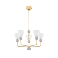 Mitzi DOREEN CHANDELIER in AGED BRASS/SOFT PEIGNOIR