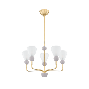 Mitzi DOREEN CHANDELIER in AGED BRASS/SOFT PEIGNOIR