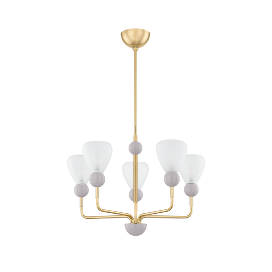 Mitzi DOREEN CHANDELIER in AGED BRASS/SOFT PEIGNOIR