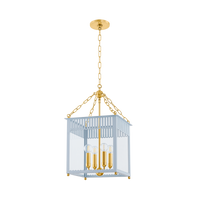 Mitzi ROSALIE LANTERN in AGED BRASS/SOFT ARCTIC BLUE