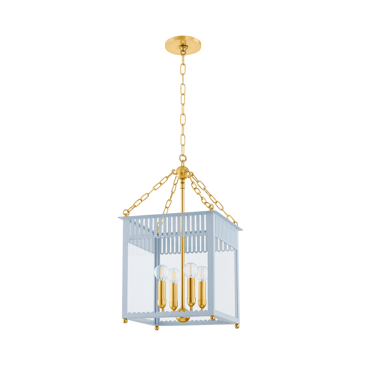 Mitzi ROSALIE LANTERN in AGED BRASS/SOFT ARCTIC BLUE