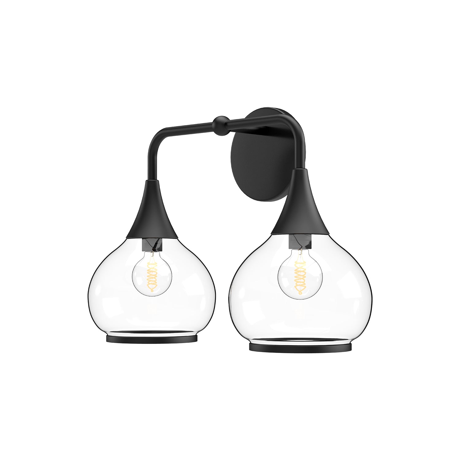 Hazel 17-in Matte Black/Opal Matte Glass 2 Lights Vanity