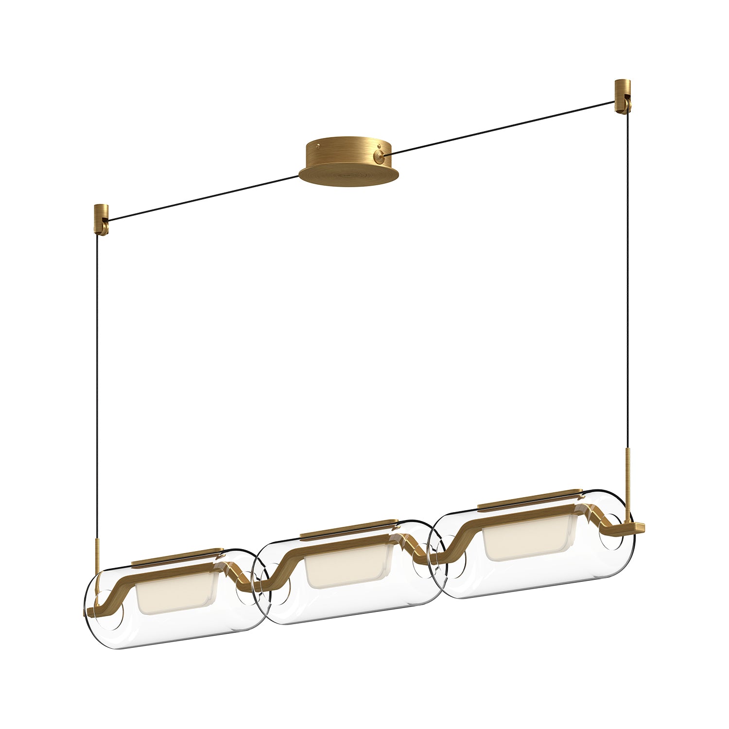 Hilo 43-in Brushed Gold LED Linear Pendant