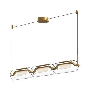 Hilo 43-in Brushed Gold LED Linear Pendant