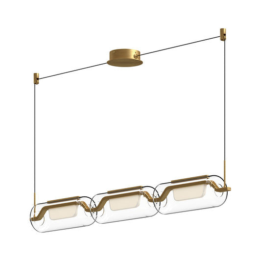 Hilo 43-in Brushed Gold LED Linear Pendant