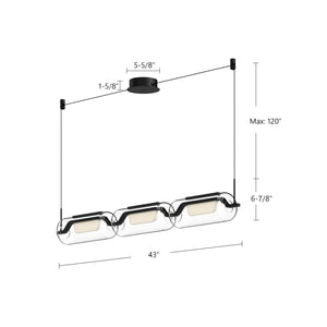 Hilo 43-in Brushed Gold LED Linear Pendant