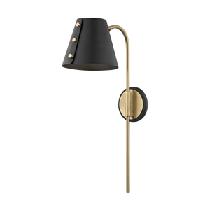 Mitzi Meta Plug-in Sconce in Aged Brass/black