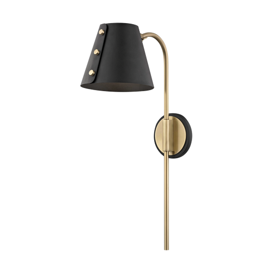 Mitzi Meta Plug-in Sconce in Aged Brass/black