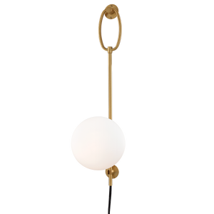 Mitzi Gina Plug-in Sconce in Aged Brass