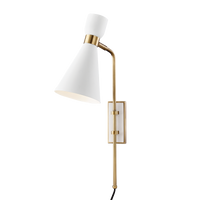 Mitzi Willa Plug-in Sconce in Aged Brass/soft Off White