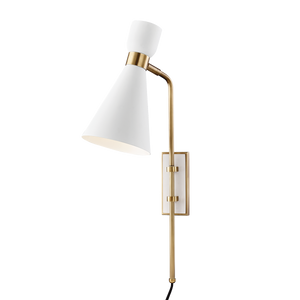 Mitzi Willa Plug-in Sconce in Aged Brass/soft Off White