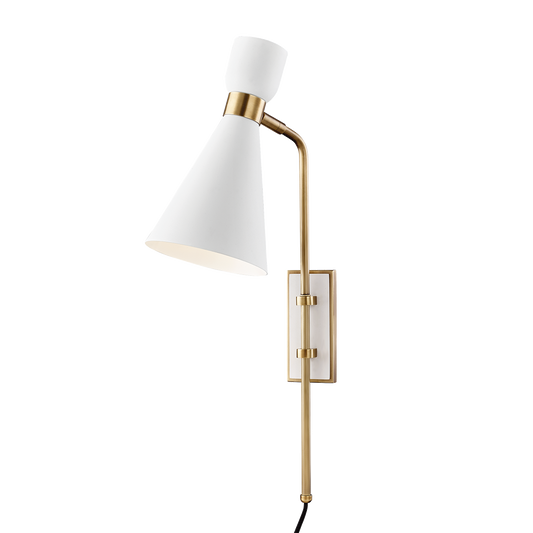 Mitzi Willa Plug-in Sconce in Aged Brass/soft Off White