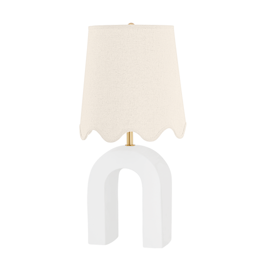 Mitzi Roshani Table Lamp in AGED BRASS/CERAMIC RAW MATTE WHITE