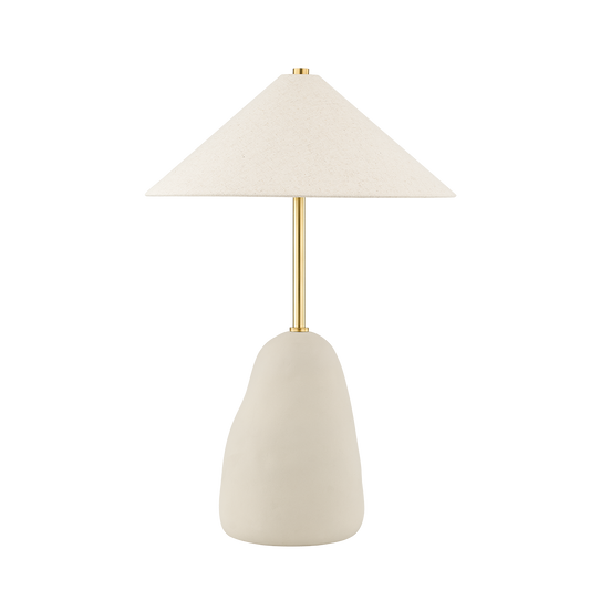 Mitzi Maia Table Lamp in AGED BRASS/CERAMIC TEXTURED BEIGE