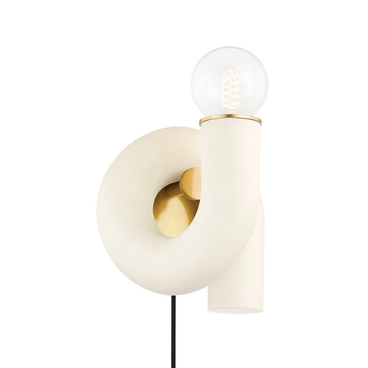 Mitzi JOLIE Plug-in Sconce in AGED BRASS/TEXTURED CREAM