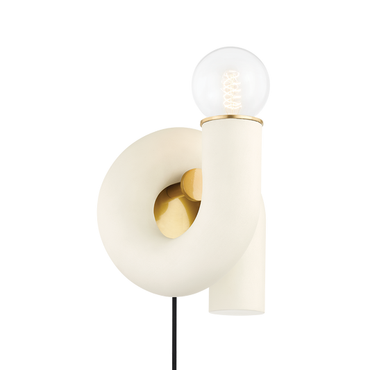 Mitzi JOLIE Plug-in Sconce in AGED BRASS/TEXTURED CREAM