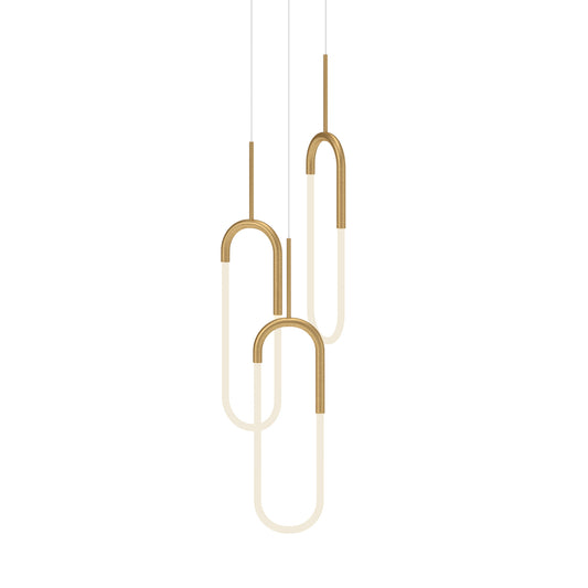 Huron 3 Head Brushed Gold LED Multi Pendant