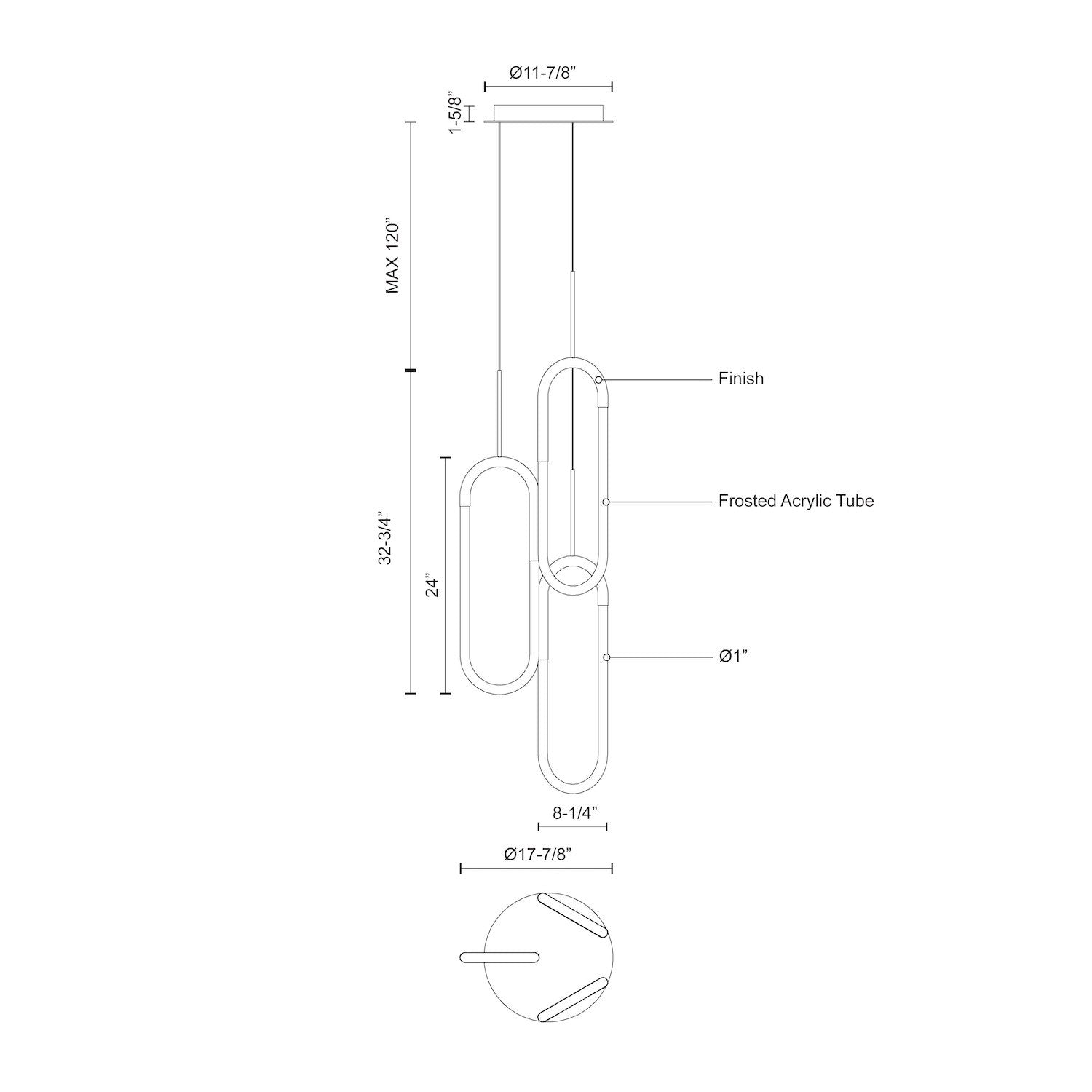 Huron 3 Head Brushed Gold LED Multi Pendant