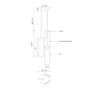 Huron 3 Head Brushed Gold LED Multi Pendant