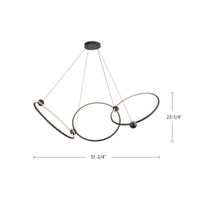 Isho 3 Head Black LED Chandelier