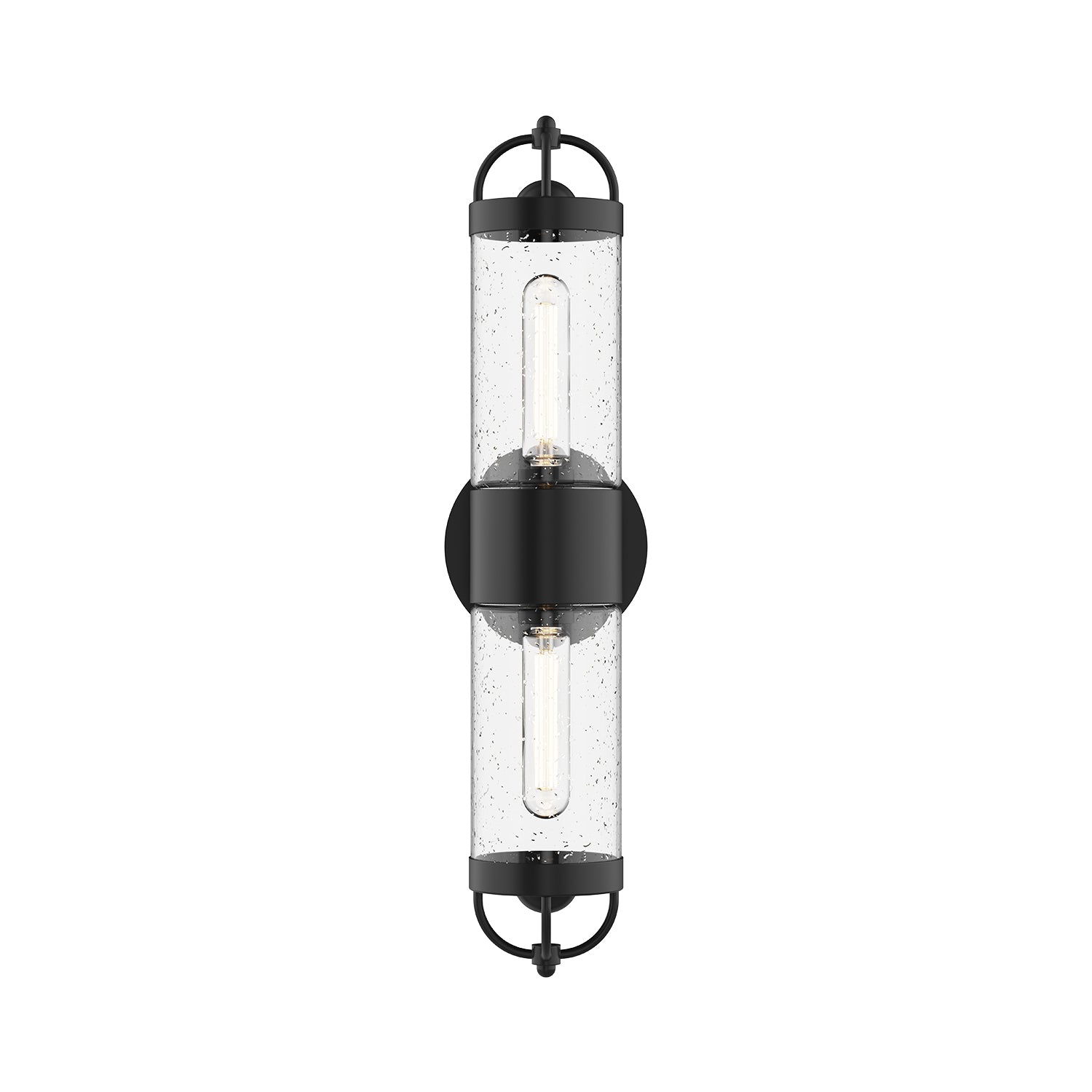 Lancaster 5-in Clear Bubble Glass/Textured Black 2 Lights Exterior Wall Sconce