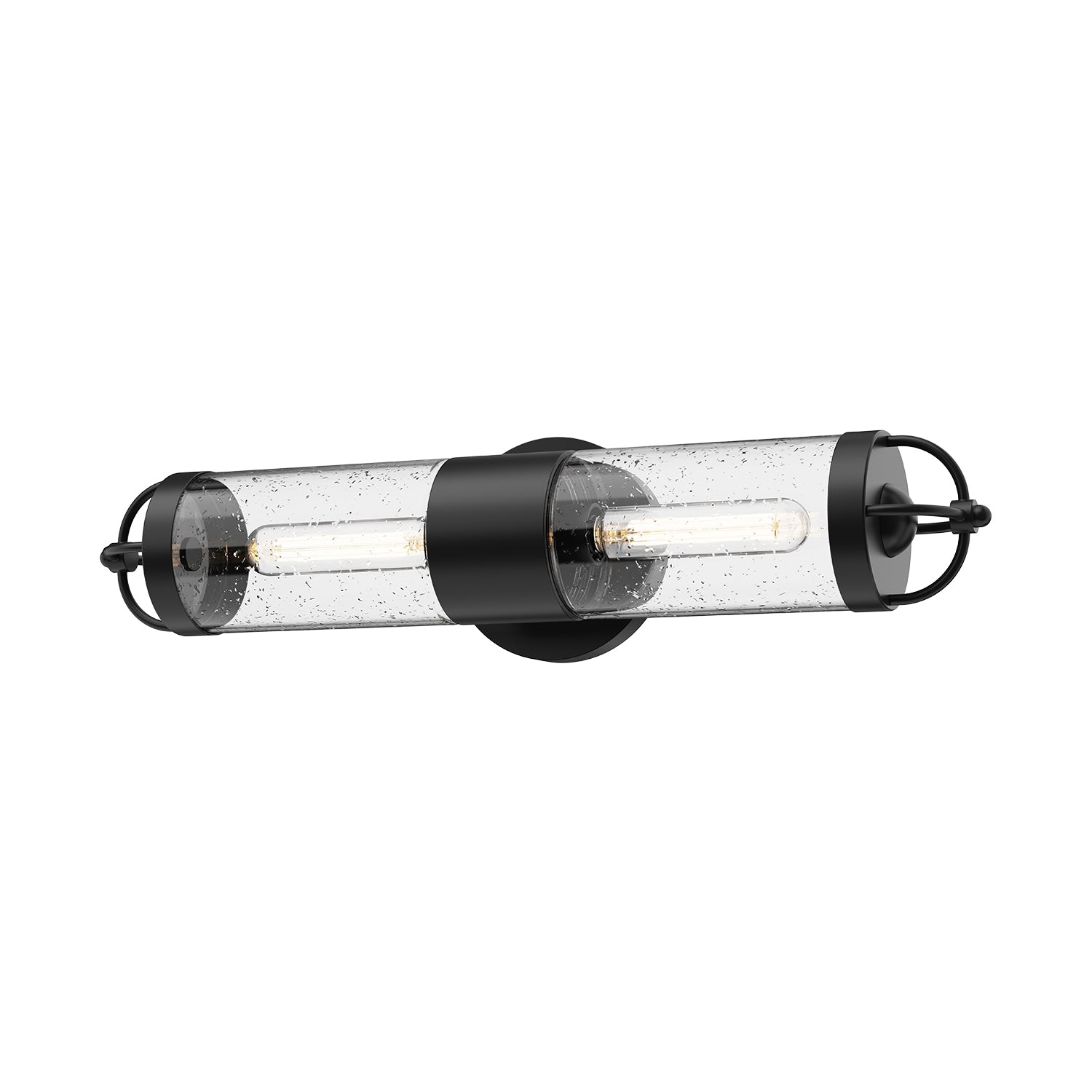 Lancaster 5-in Clear Bubble Glass/Textured Black 2 Lights Exterior Wall Sconce
