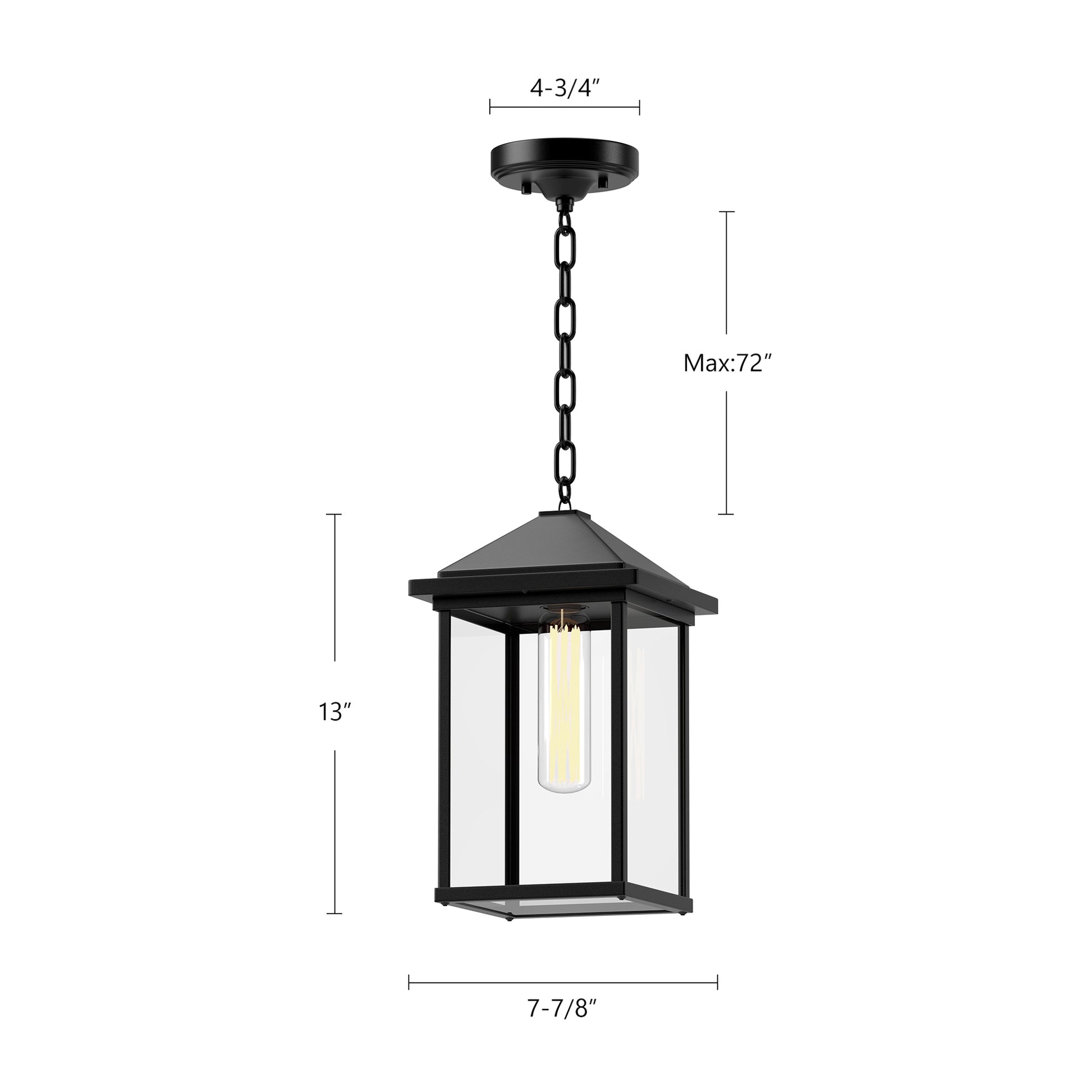 Larchmont 7-in Clear Glass/Textured Black 1 Light Exterior Pendant