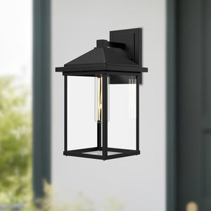Larchmont 6-in Clear Glass/Textured Black 1 Light Exterior Wall Sconce