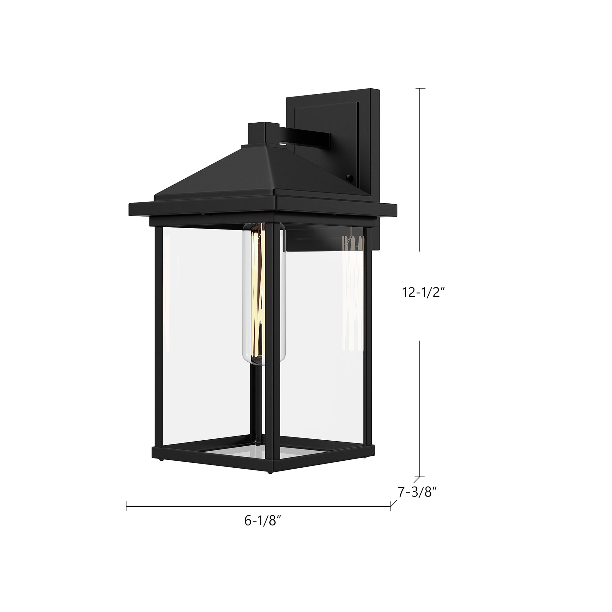 Larchmont 6-in Clear Glass/Textured Black 1 Light Exterior Wall Sconce
